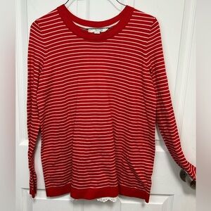 Boden Red and White Striped Top